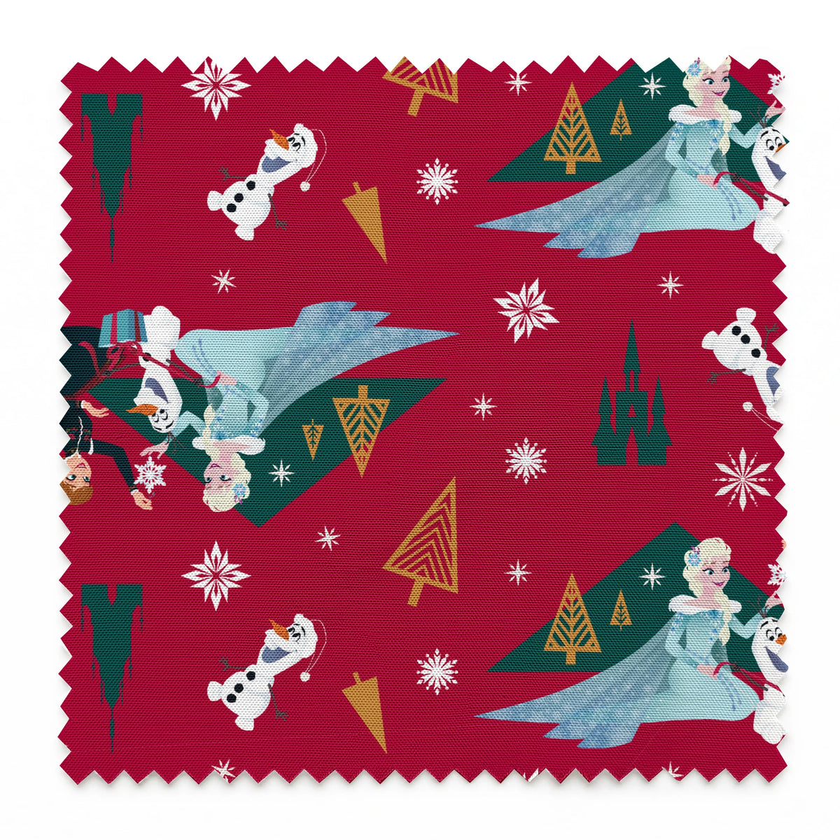 Disney Frozen  Holiday Tidings on Red Fabric