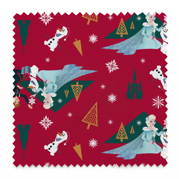 Disney Frozen Holiday Tidings on Red | Fabric by the Yard
