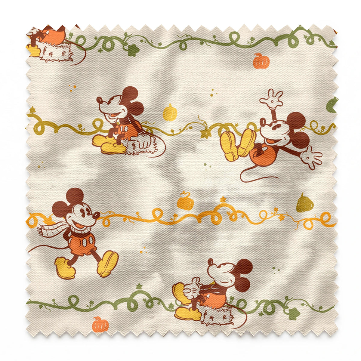 Disney Mickey Mouse Pumpkin Vine Stripes Fabric