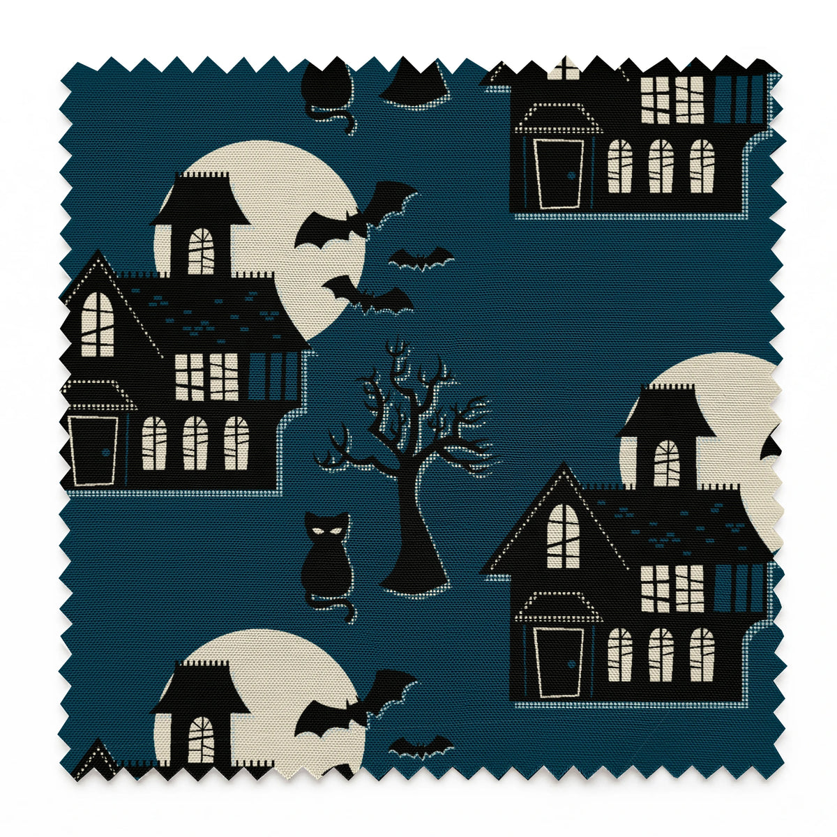 Haunted House on Haunted Night Fabric