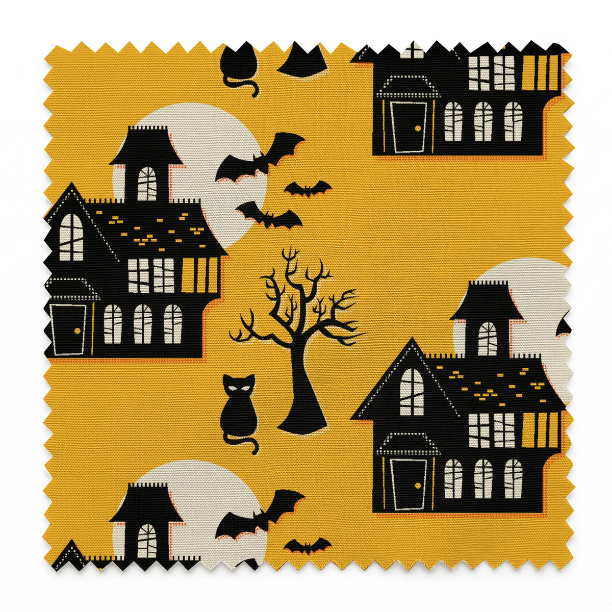 Haunted House on Gold Dust Fabric