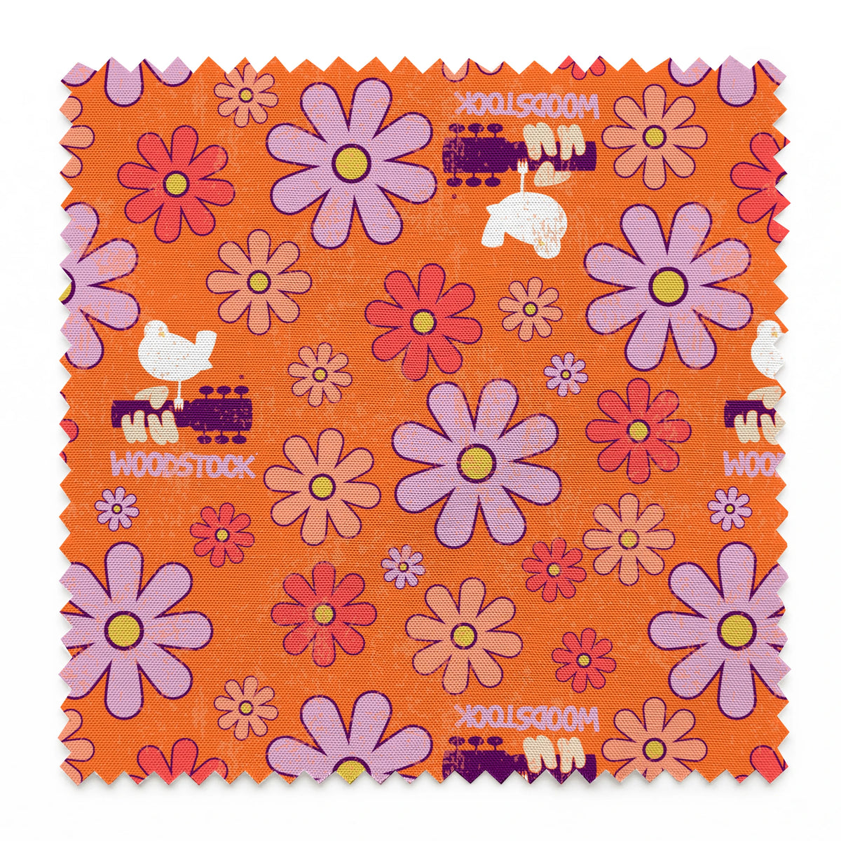 Woodstock Florals on Orange Fabric