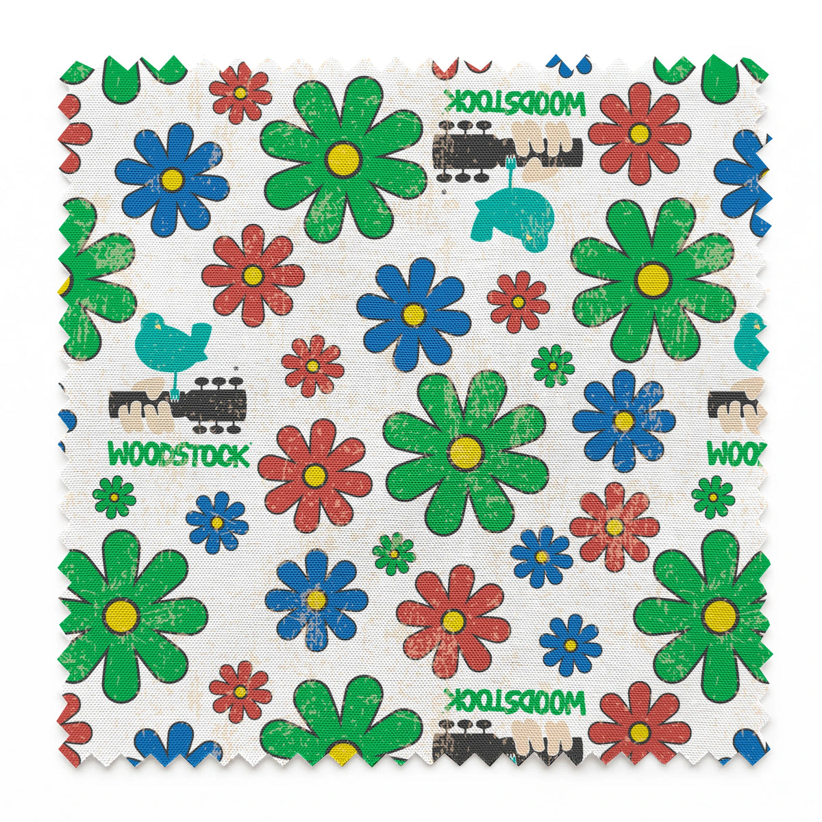 Woodstock Florals on White Fabric