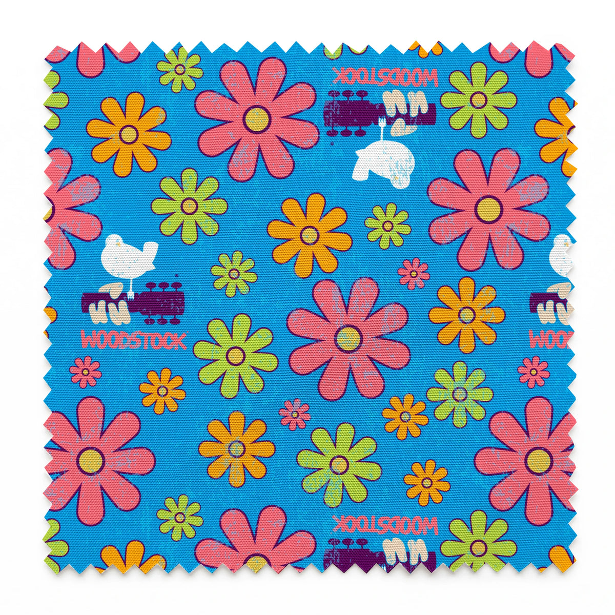 Woodstock Florals on Blue Fabric