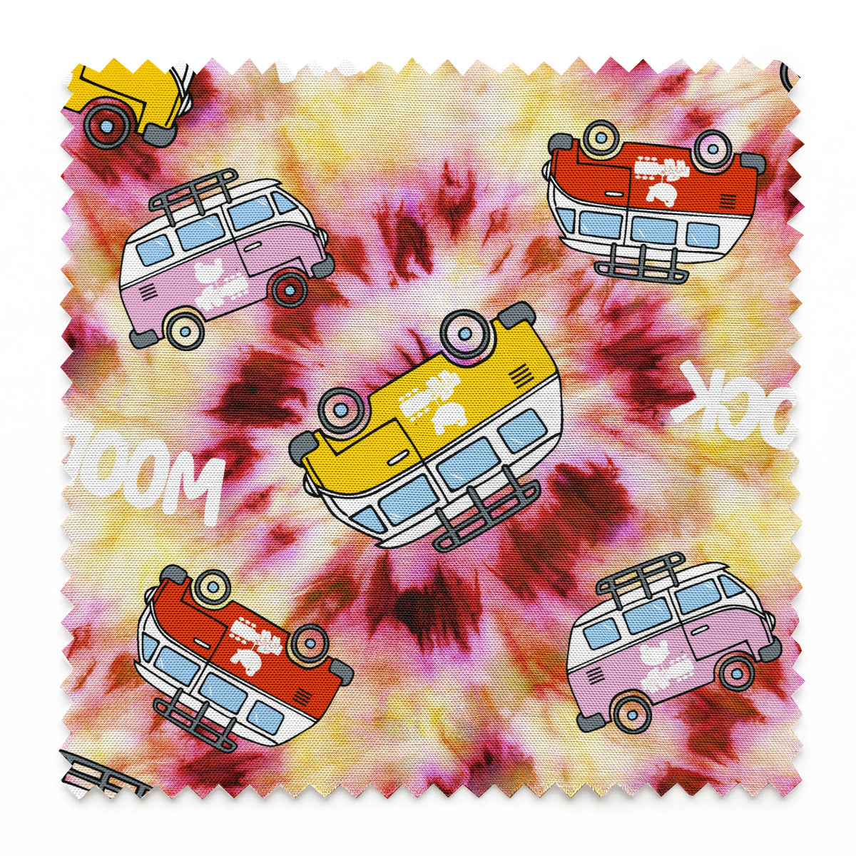 Woodstock Tie-Dye Van on Rust Fabric
