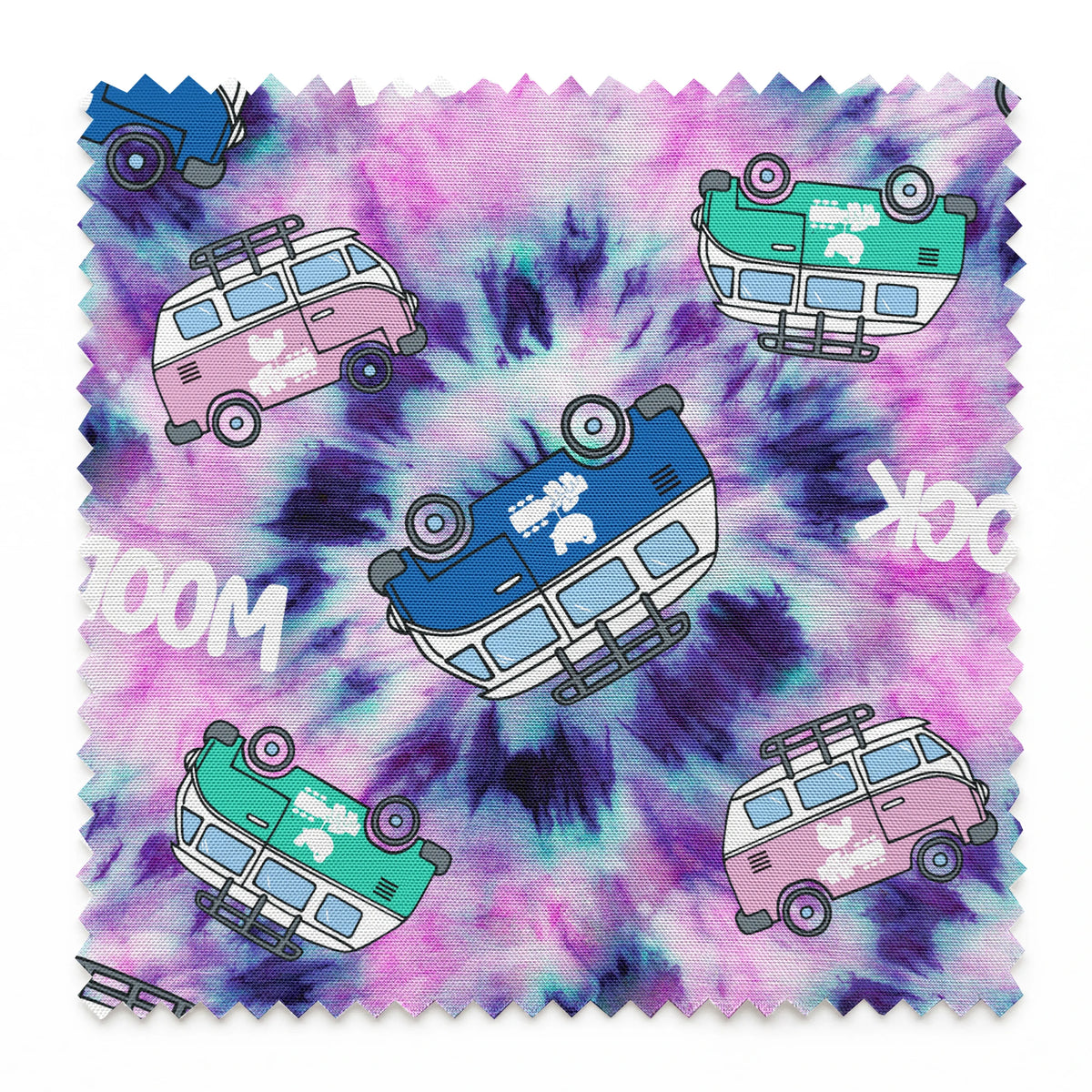 Woodstock Tie-Dye Van on Purple Fabric