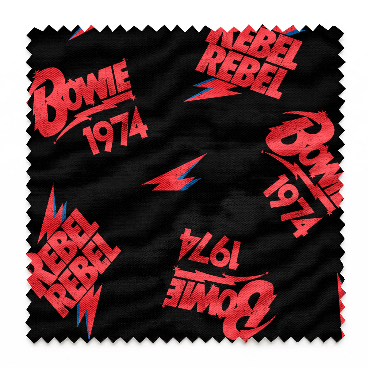 David Bowie Rebel Rebel 1974 on Black Fabric