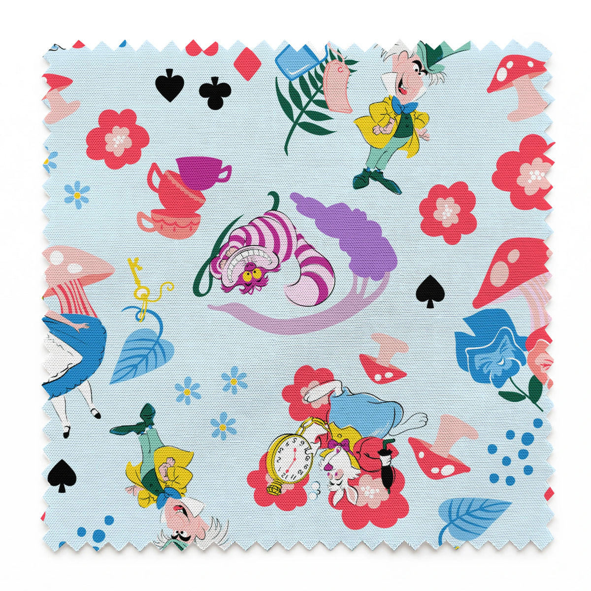 Disney Alice in Wonderland  Wandering in Wonderland on Blue Fabric