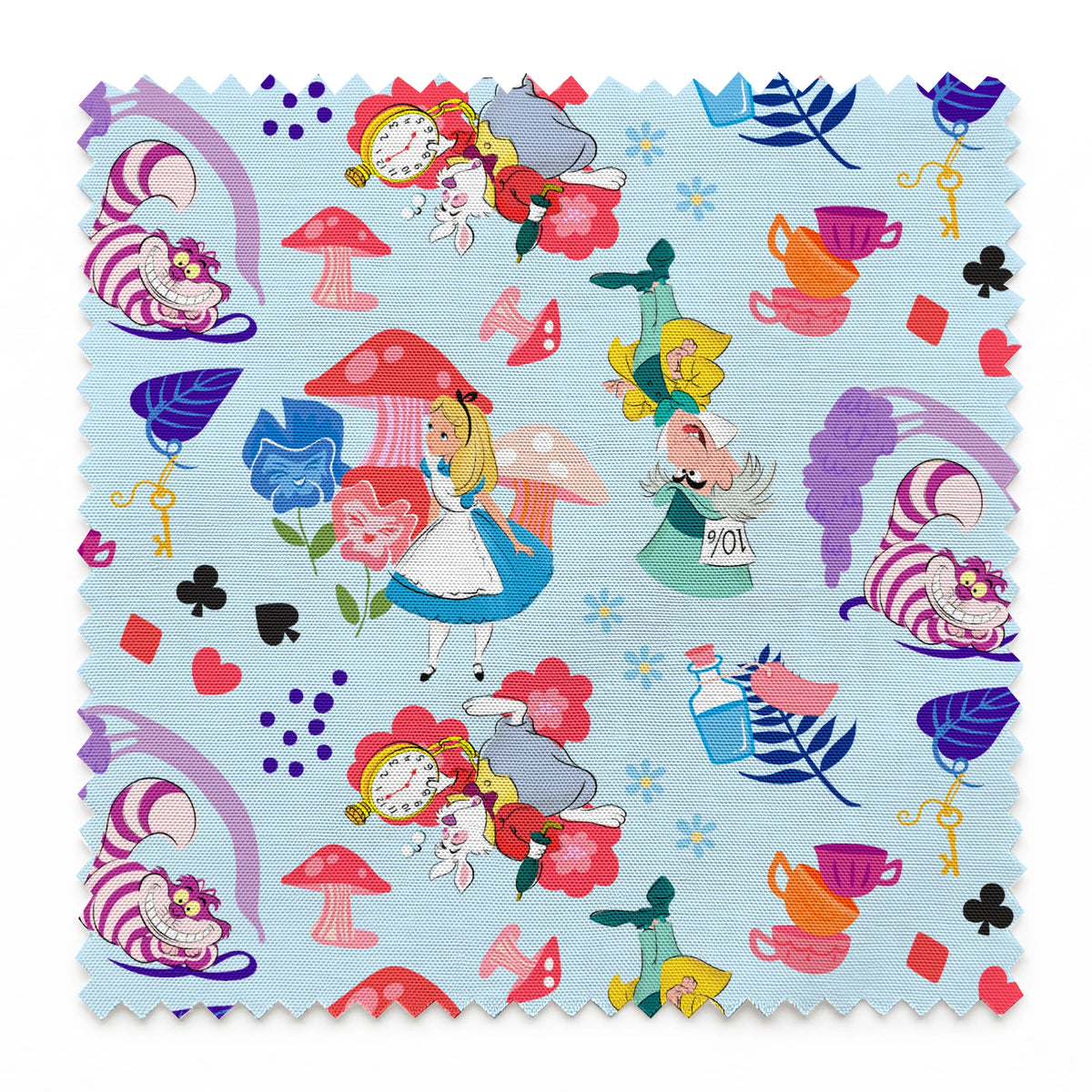Disney Alice in Wonderland  Wandering in Wonderland on Blue Fabric