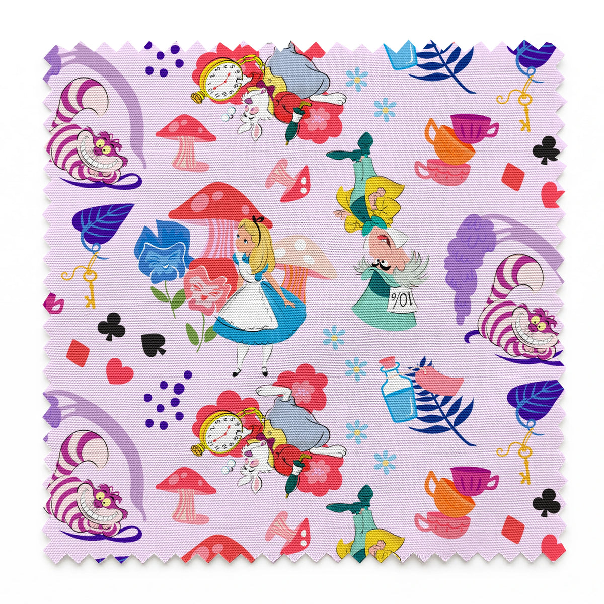 Disney Alice in Wonderland  Wandering in Wonderland on Purple Fabric
