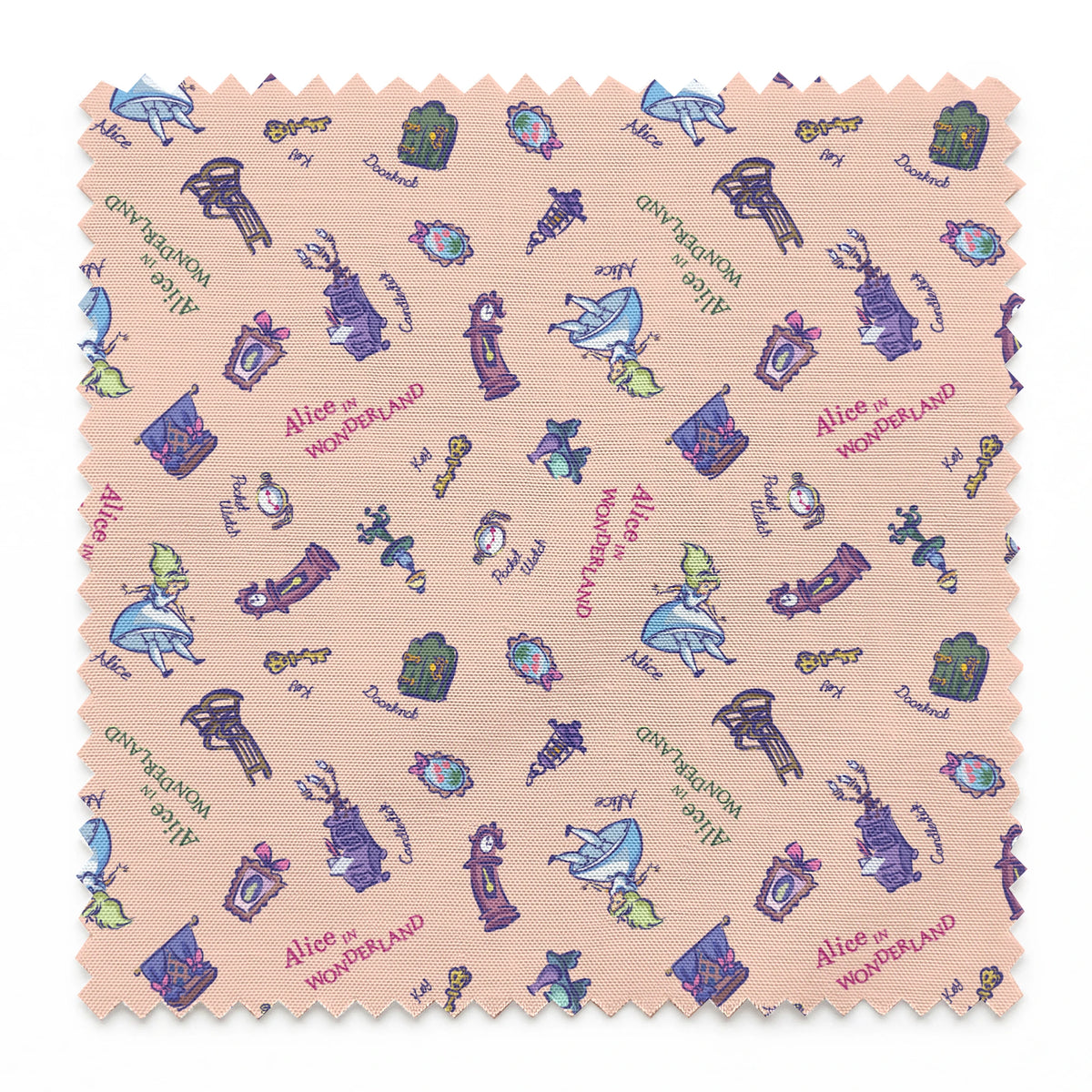 Disney Alice in Wonderland  Down the Rabbit Hole on Pink Fabric