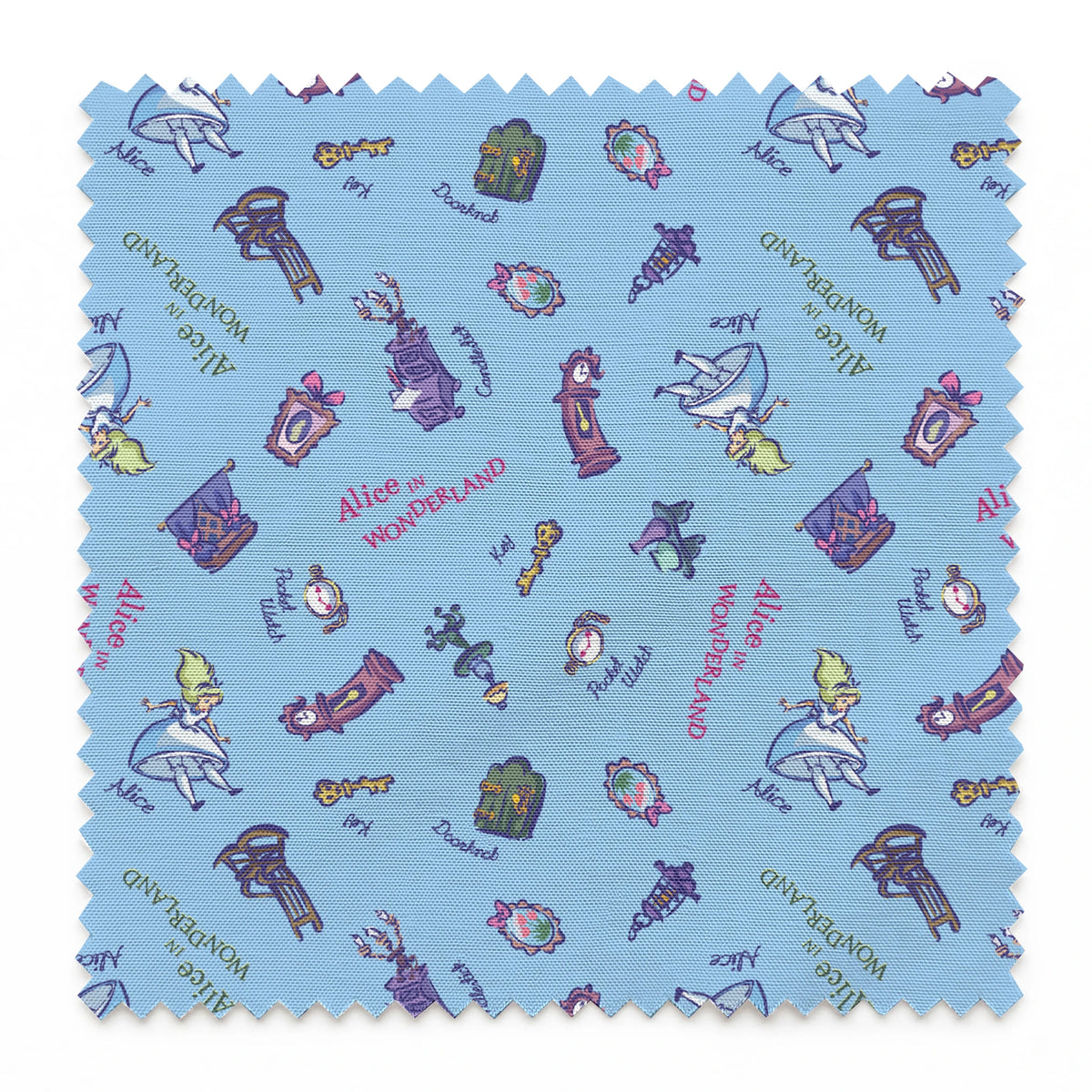 Disney Alice in Wonderland  Down the Rabbit Hole on Blue Fabric