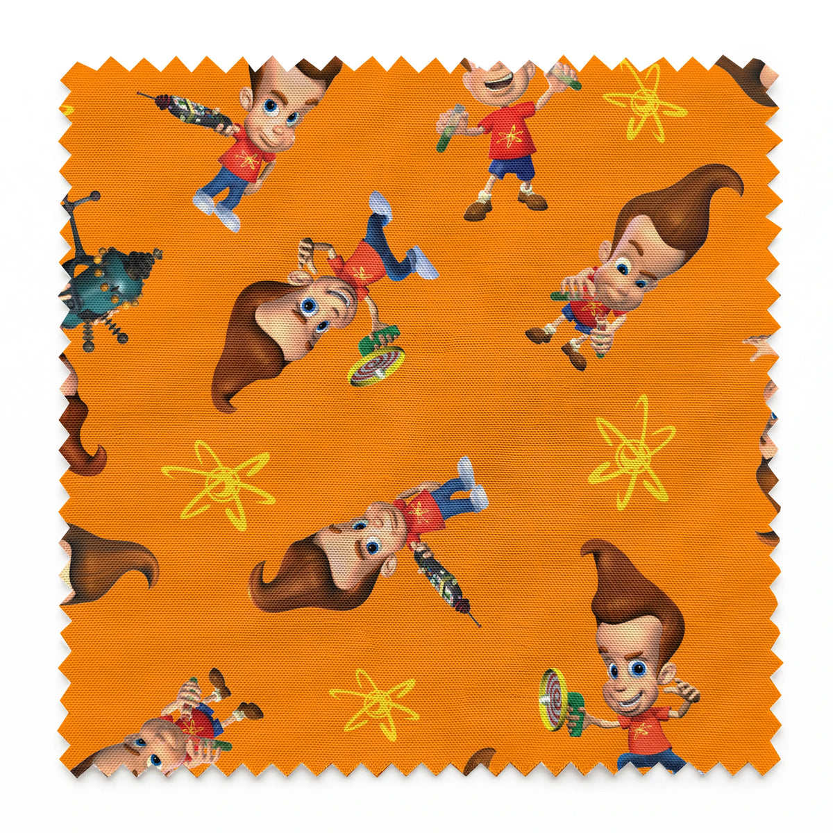Paramount Jimmy Neutron Getting into Mischief on Orange Fabric
