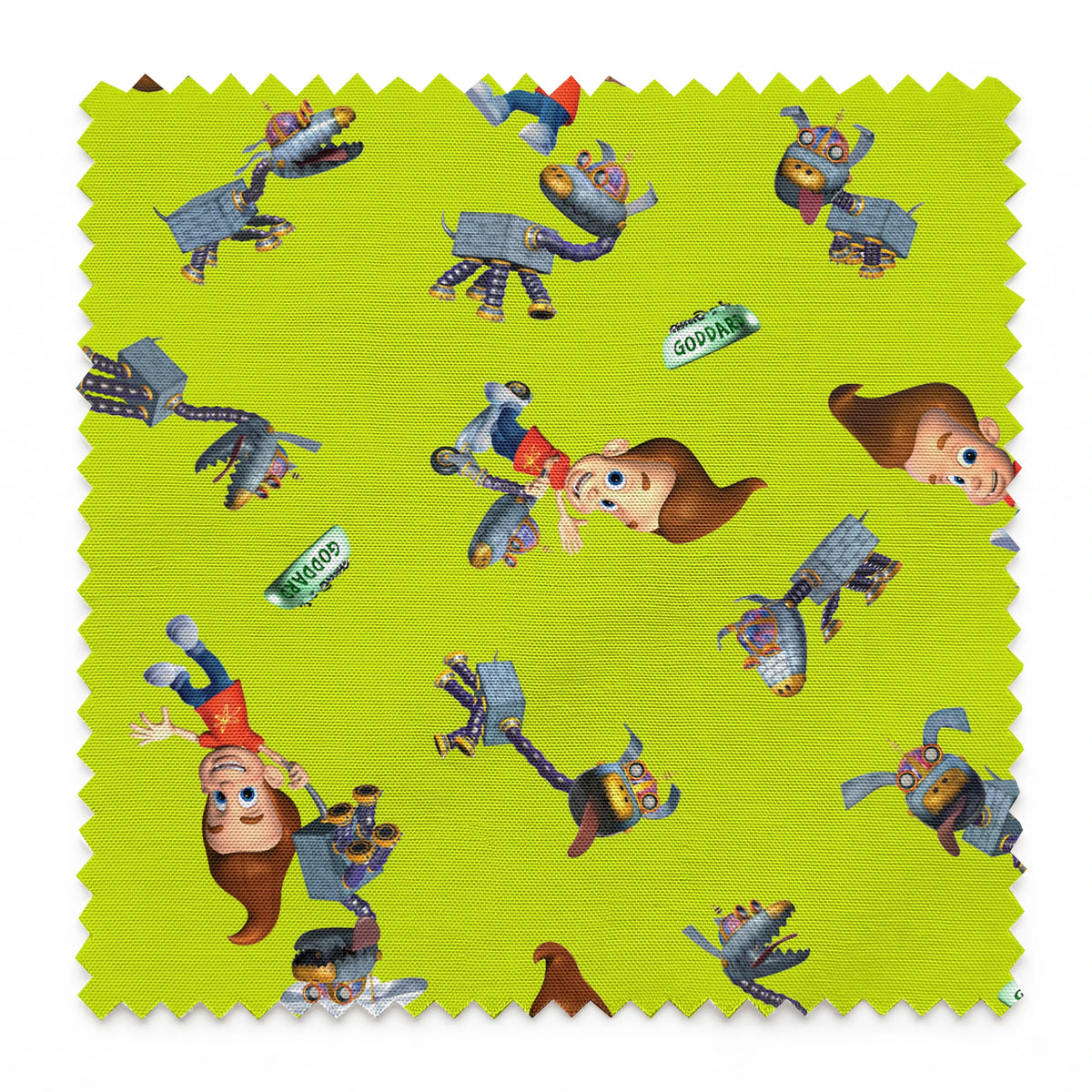 Paramount Jimmy Neutron Best Buds on Green Fabric