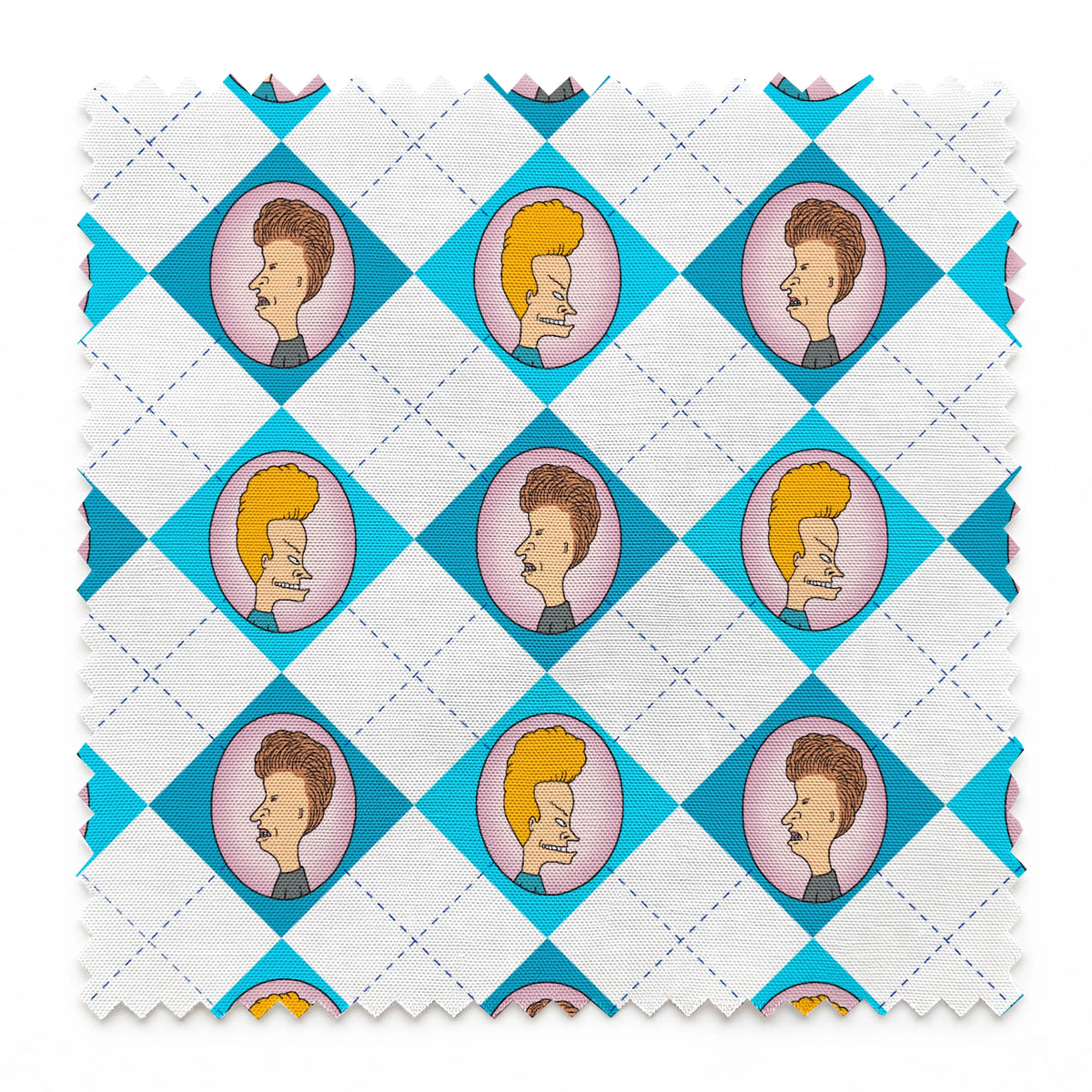 Paramount Beavis and Butt-Head Argyle on Blue Fabric