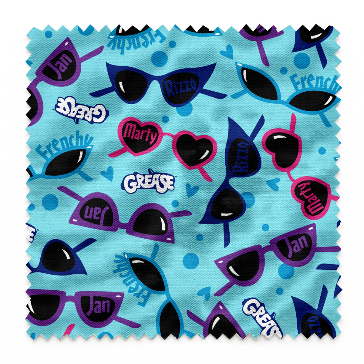 Paramount Grease  Pink Ladies Shades on Blue Fabric