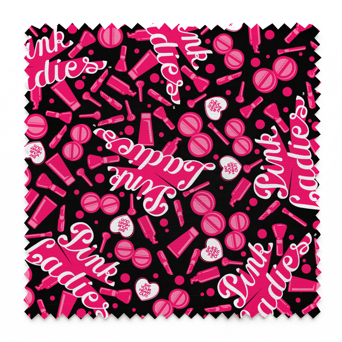 Paramount Grease  Pink Ladies Makeup Toss on Black Fabric