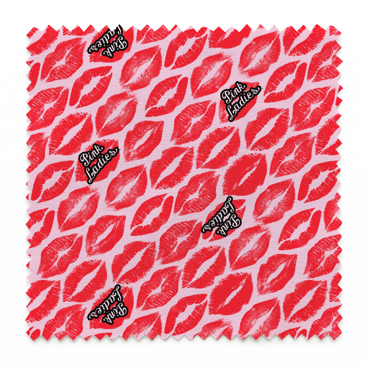 Paramount Grease  Pink Ladies Lipstick on Red Fabric