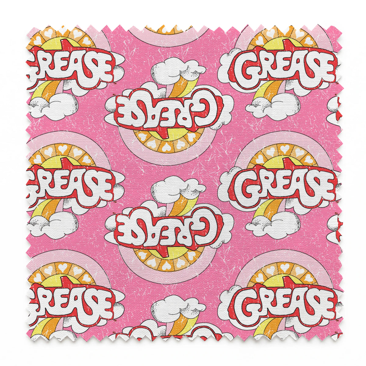 Paramount Grease  Retro Rainbow on Pink Fabric