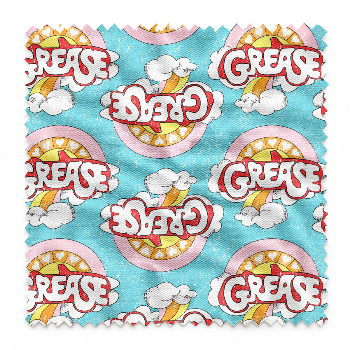 Paramount Grease Retro Rainbow on Blue Fabric
