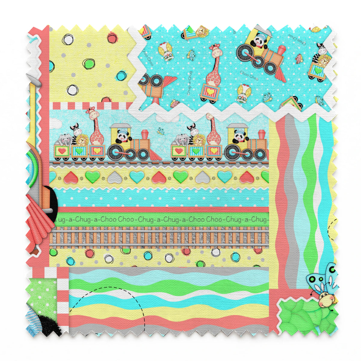Vicki Schreiner BaZooples Panda Train Patchwork Fabric