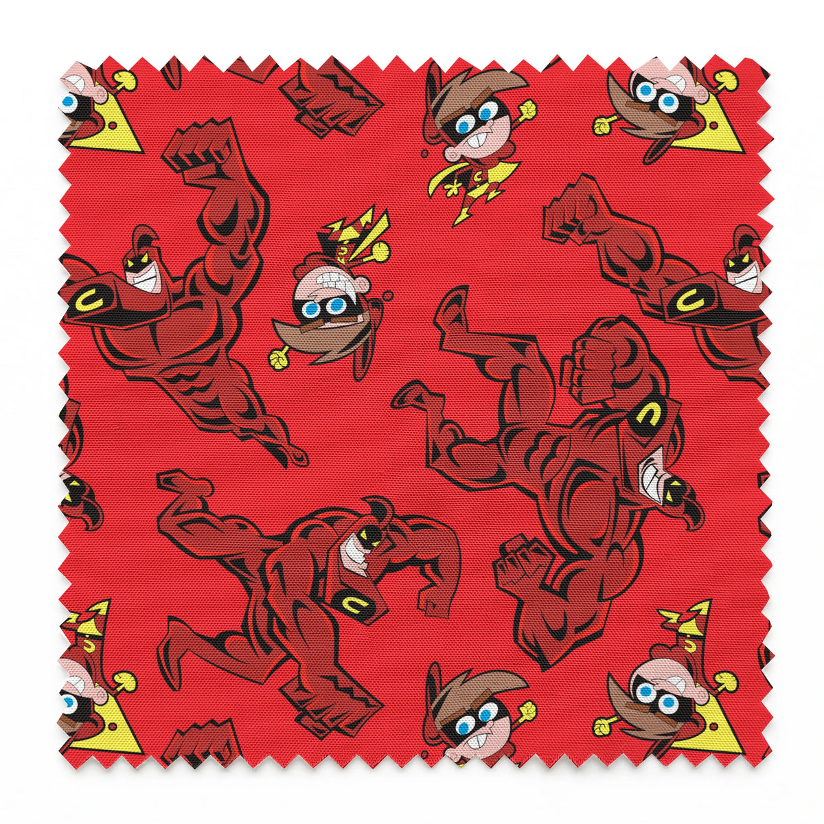 Paramount Fairly OddParents Crimson Chin and Cleft Toss on Red Fabric