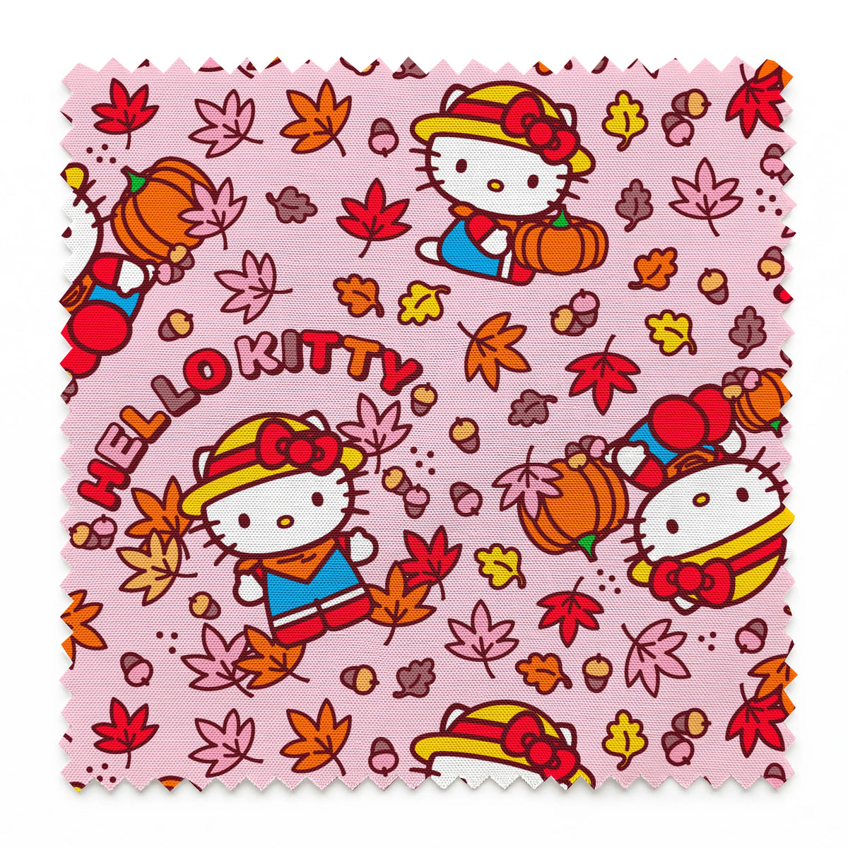Hello Kitty® Autumn Leaves on Pink Fabric