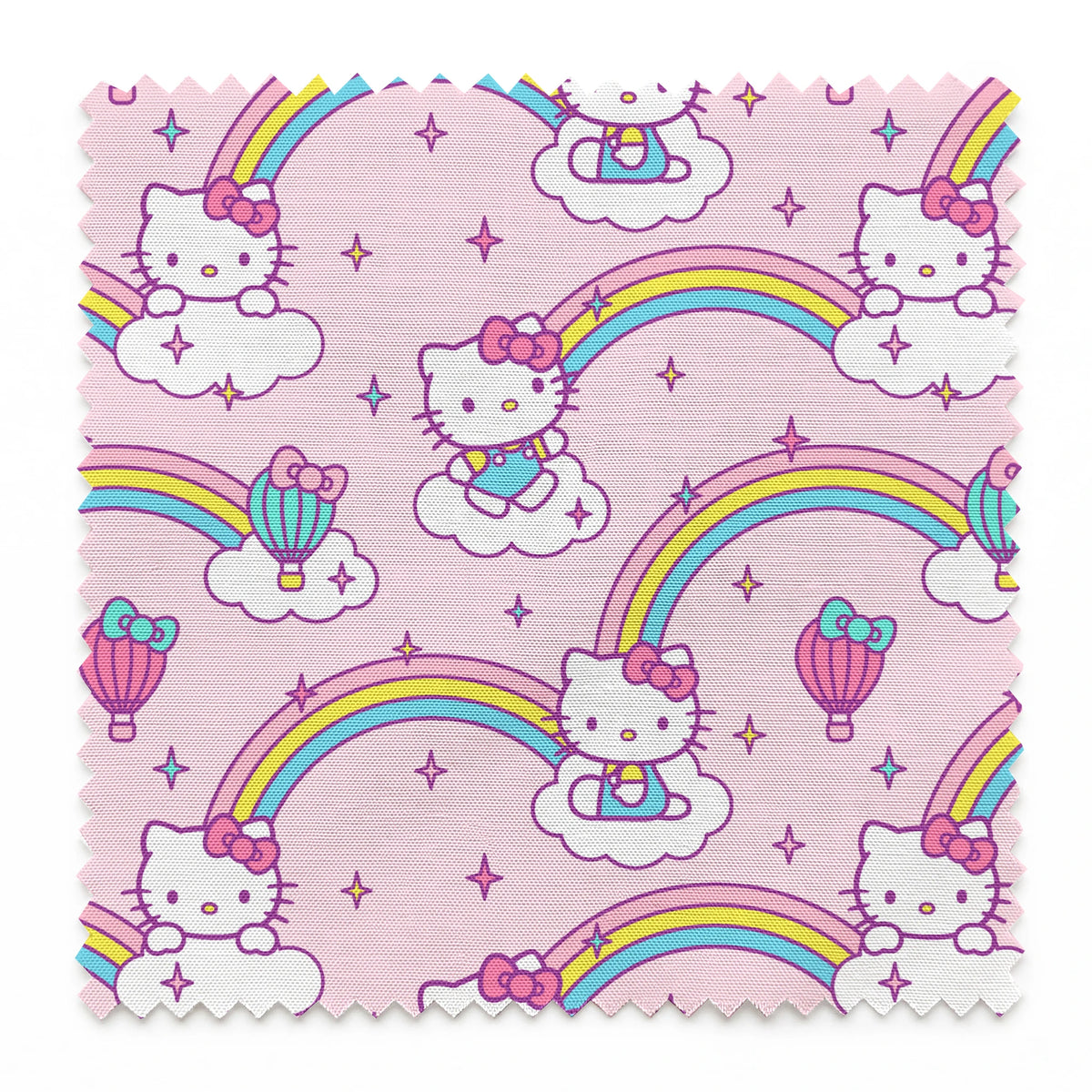 Hello Kitty® Rainbows & Clouds on Pink Fabric