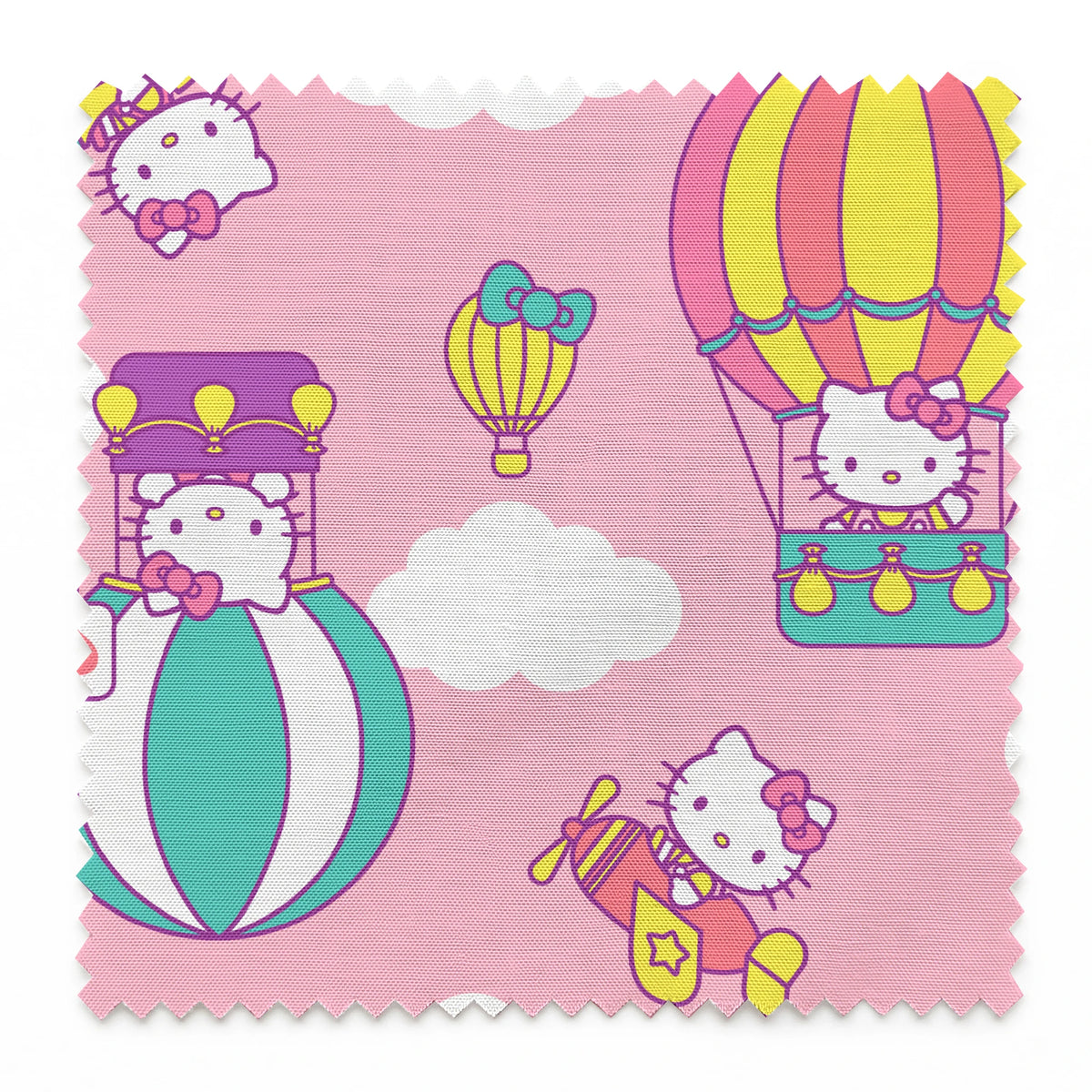Hello Kitty® Hot Air Balloons on Pink Fabric