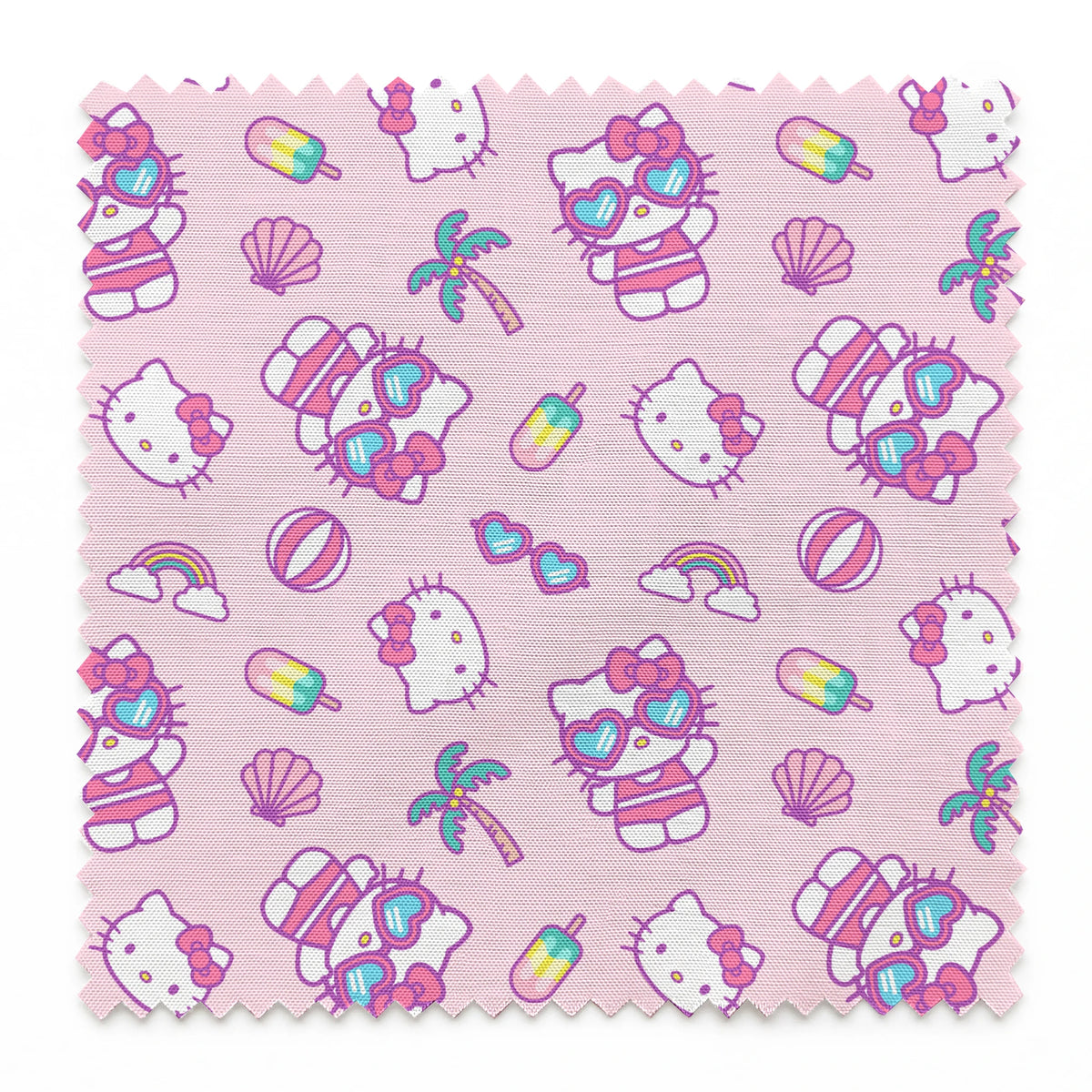 Hello Kitty® Beach Day Fun on Pink Fabric