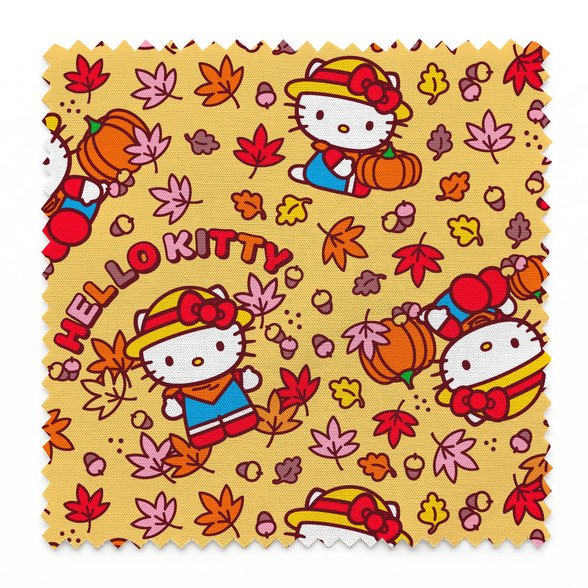 Hello Kitty® Autumn Leaves on Yellow Fabric