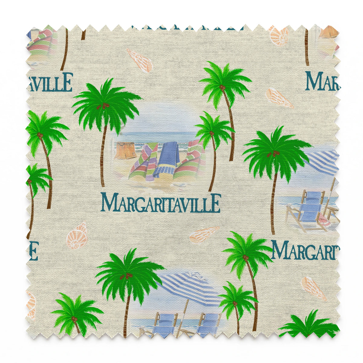 Margaritaville Tropical Vacation Beach Scene Fabric