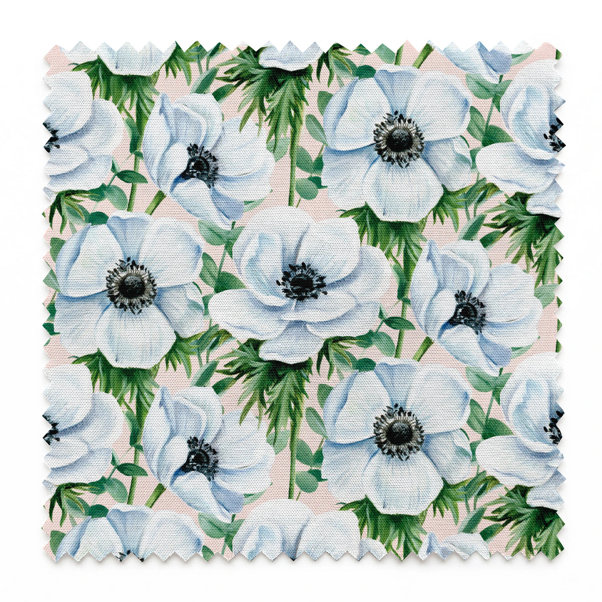 Danielle Murray White Anemones on Pink Fabric