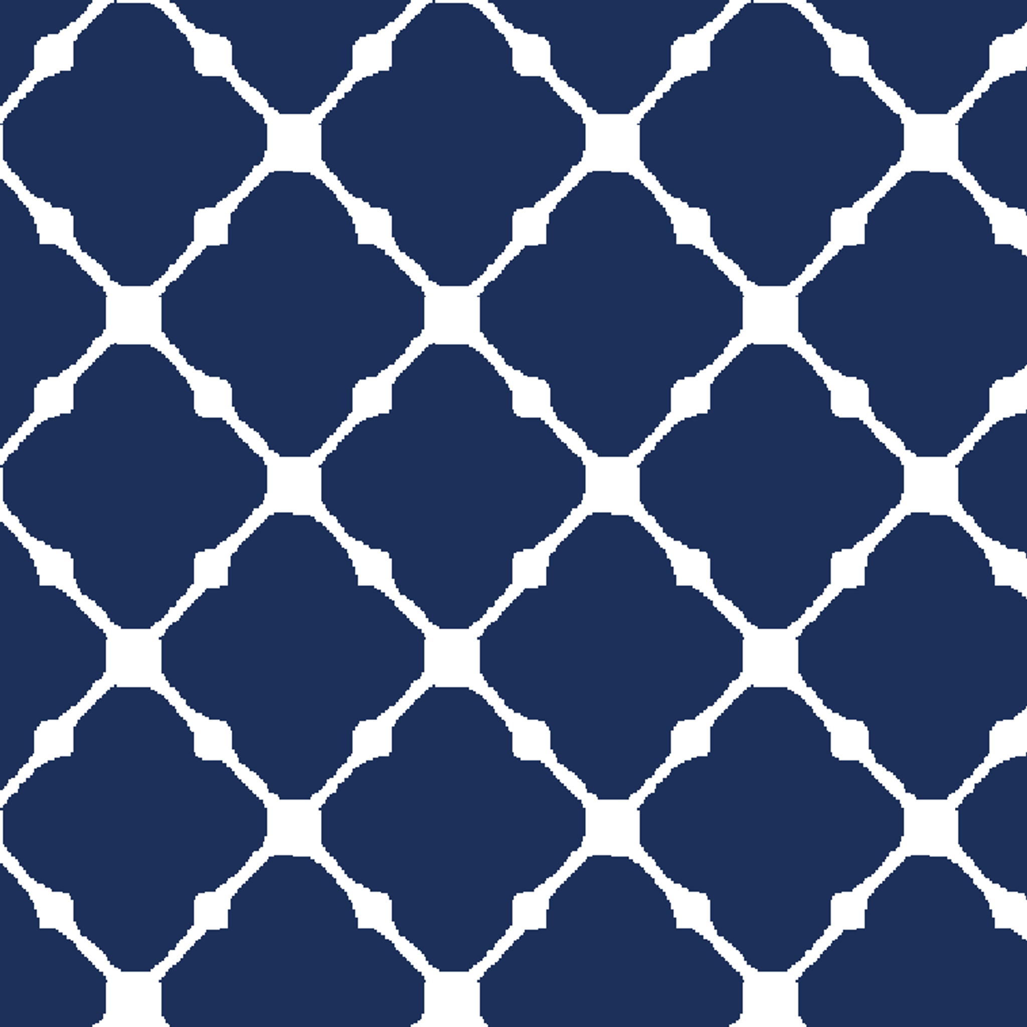 Navy blue quatrefoil pattern with white lattice design on dark background tiled preview square