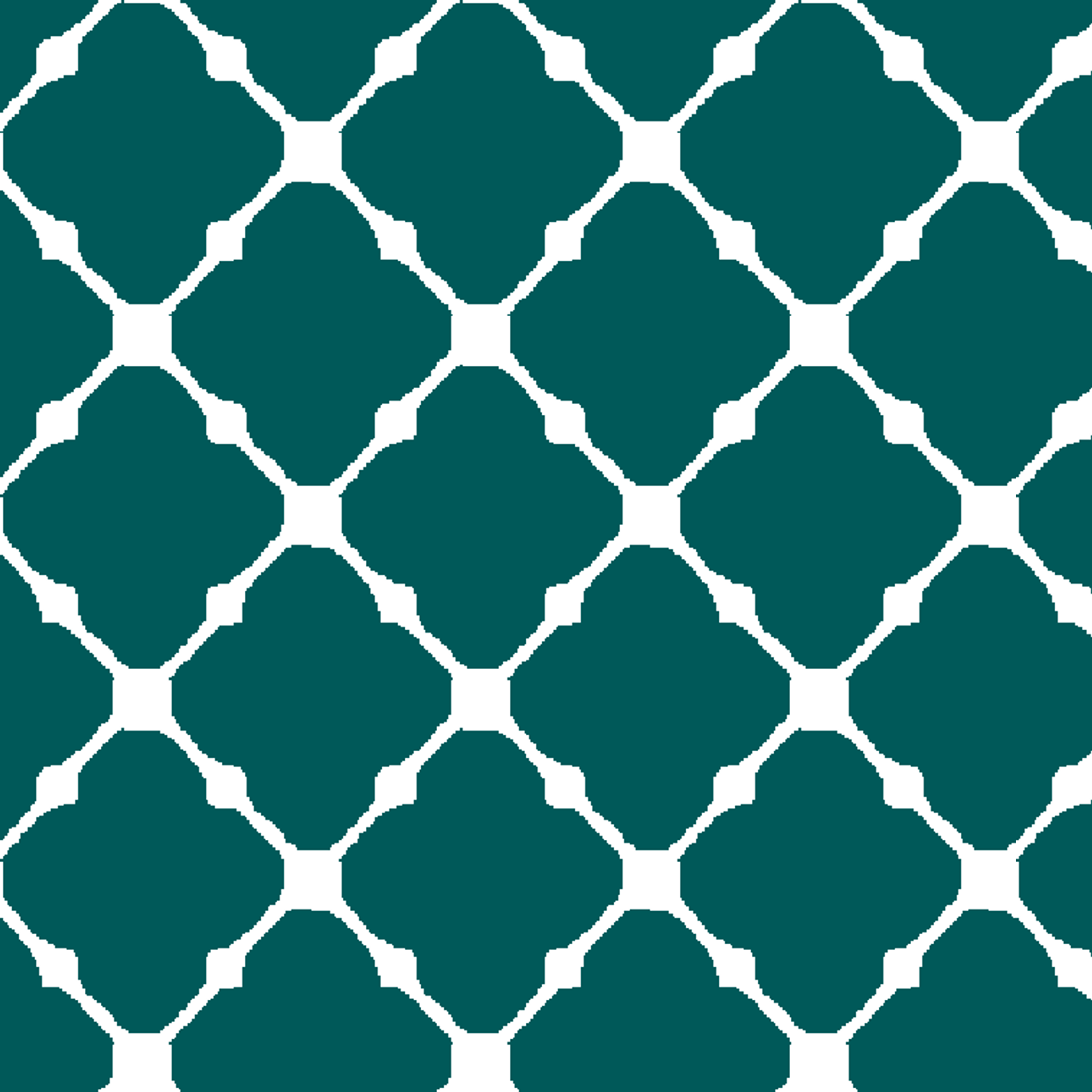 Dark teal quatrefoil pattern with white lattice outlines on a geometric background tiled preview square