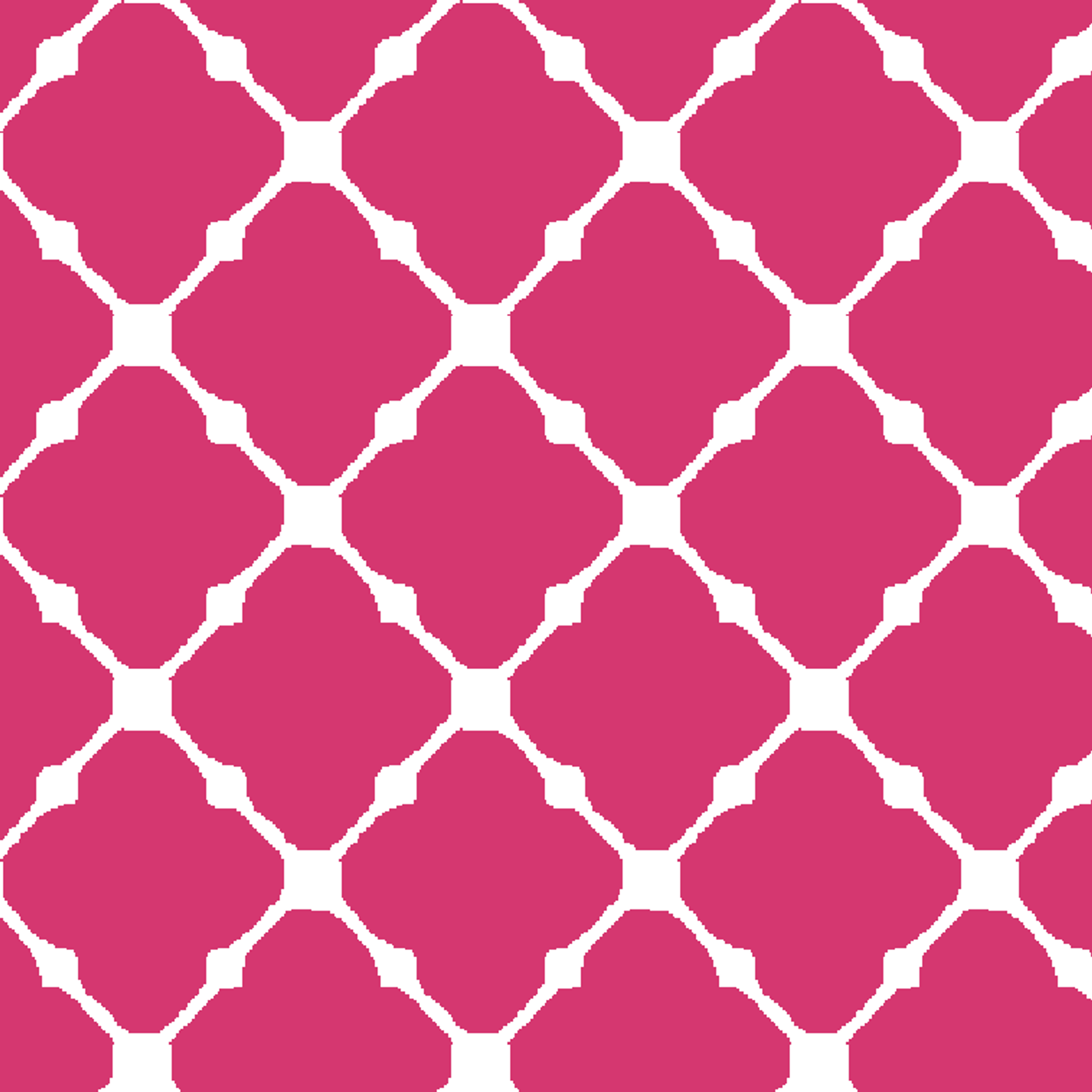 Pink quatrefoil pattern with white outlines forming a Moroccan-style geometric design tiled preview square