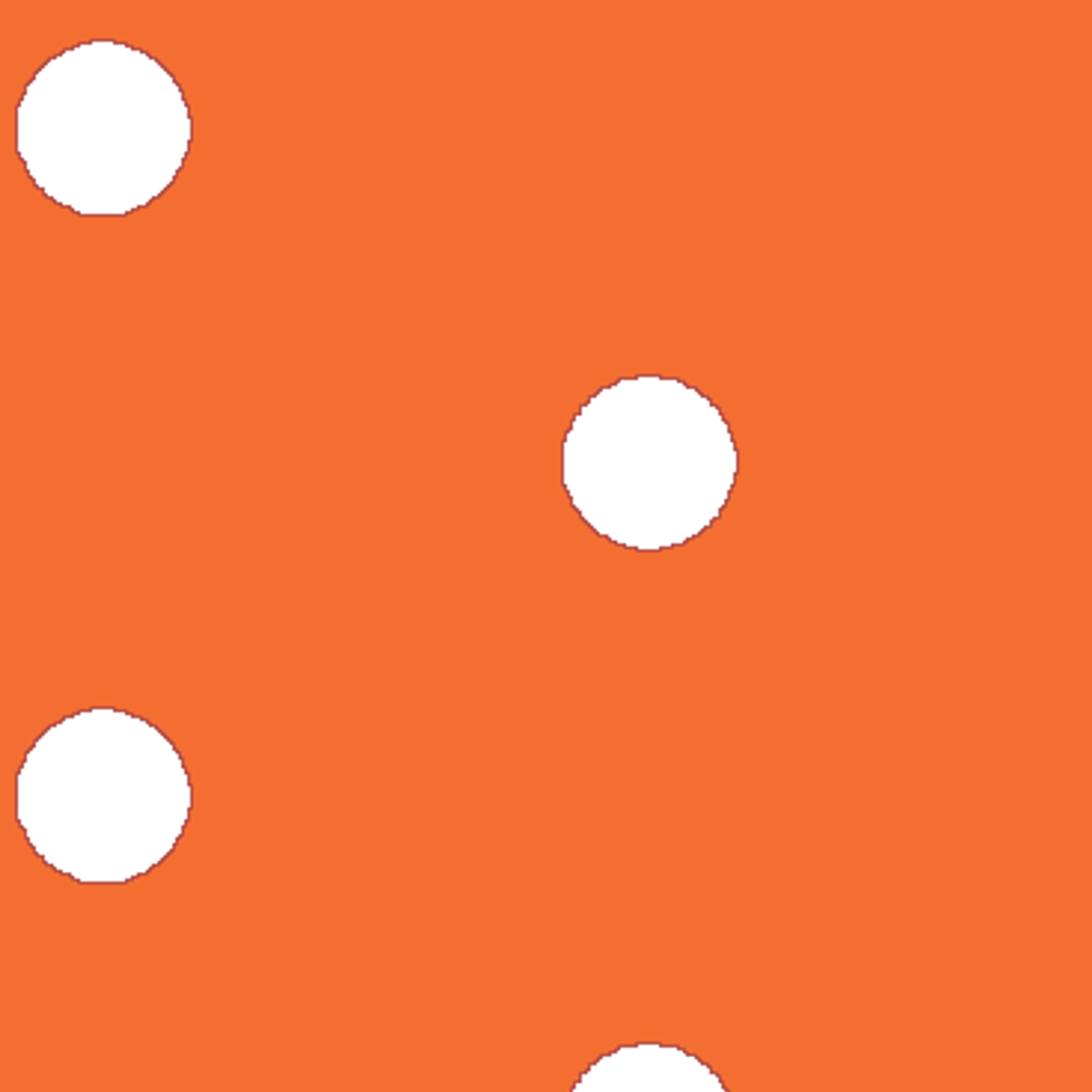 Orange background with two white circles, one in the upper left corner and another in the middle right. tiled preview square
