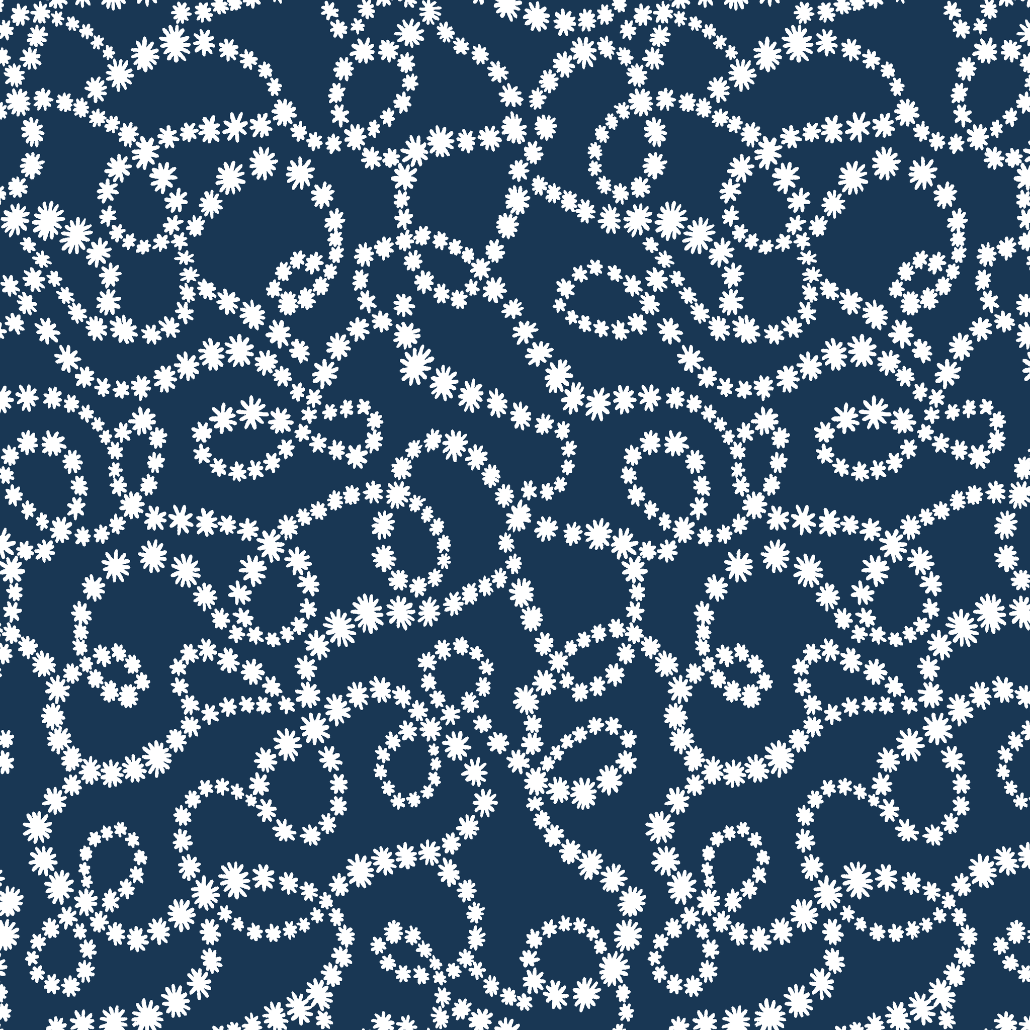 Navy blue background with swirling white dotted patterns creating circular and flowing designs tiled preview square