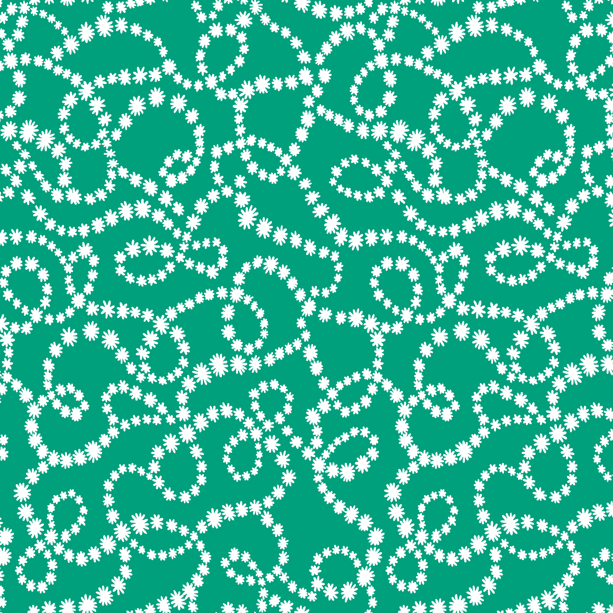 White dotted swirling patterns on green background forming abstract curving lines tiled preview square
