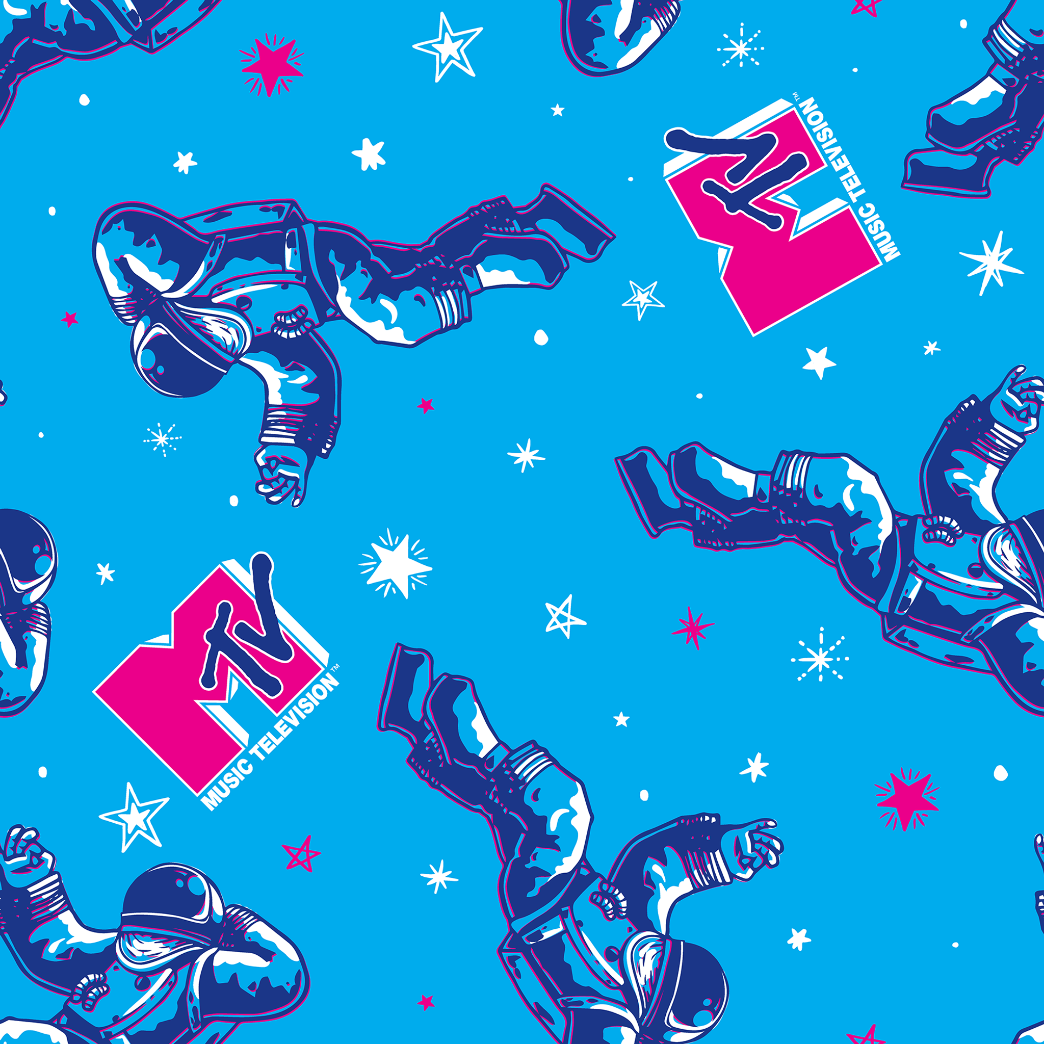Seamless blue background pattern with metallic blue boot shapes and hot pink gift boxes among white stars tiled preview square