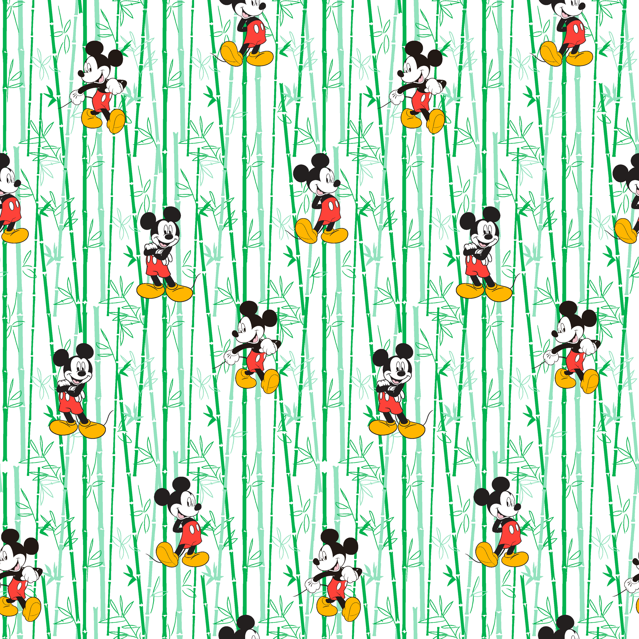 Cartoon mouse character pattern on white background with green vertical stripes tiled preview square