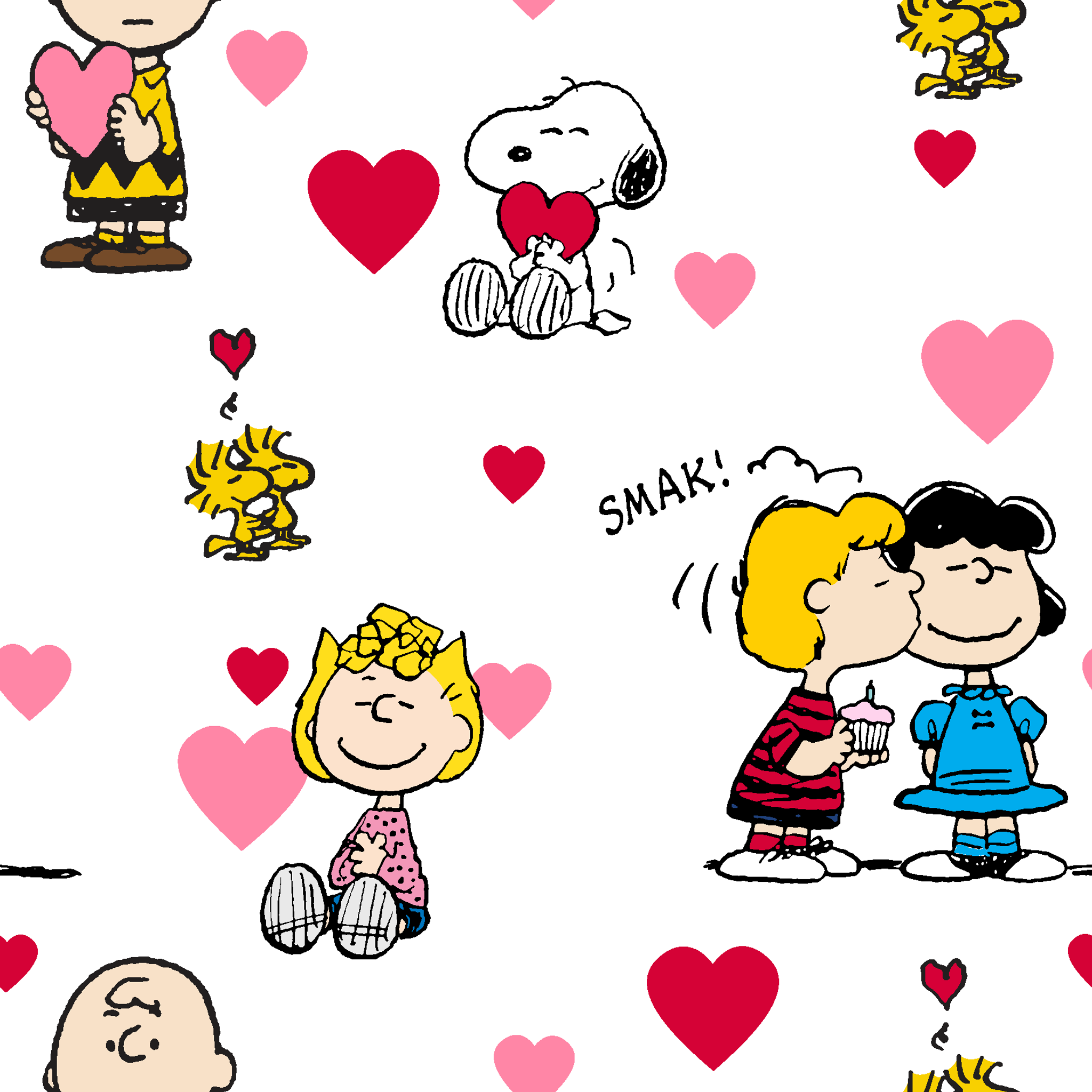 Peanuts cartoon characters with heart motifs, featuring Snoopy, Woodstock, and others in a Valentine's theme tiled preview square