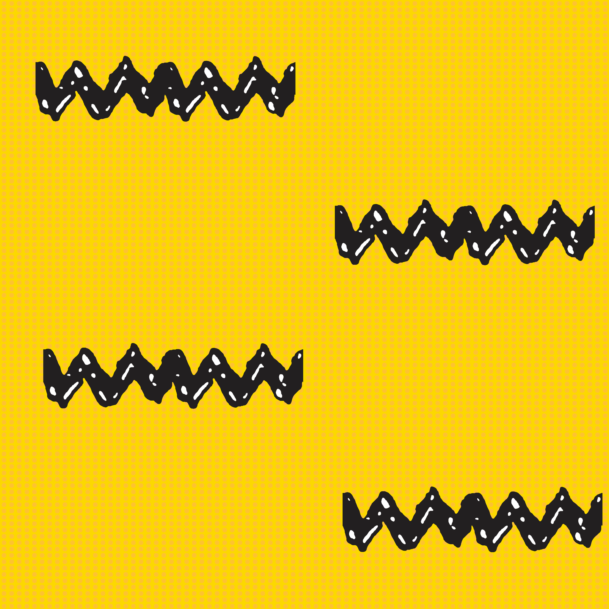 Black Charlie Brown zigzag patterns arranged in four rows against a bright yellow textured background tiled preview square