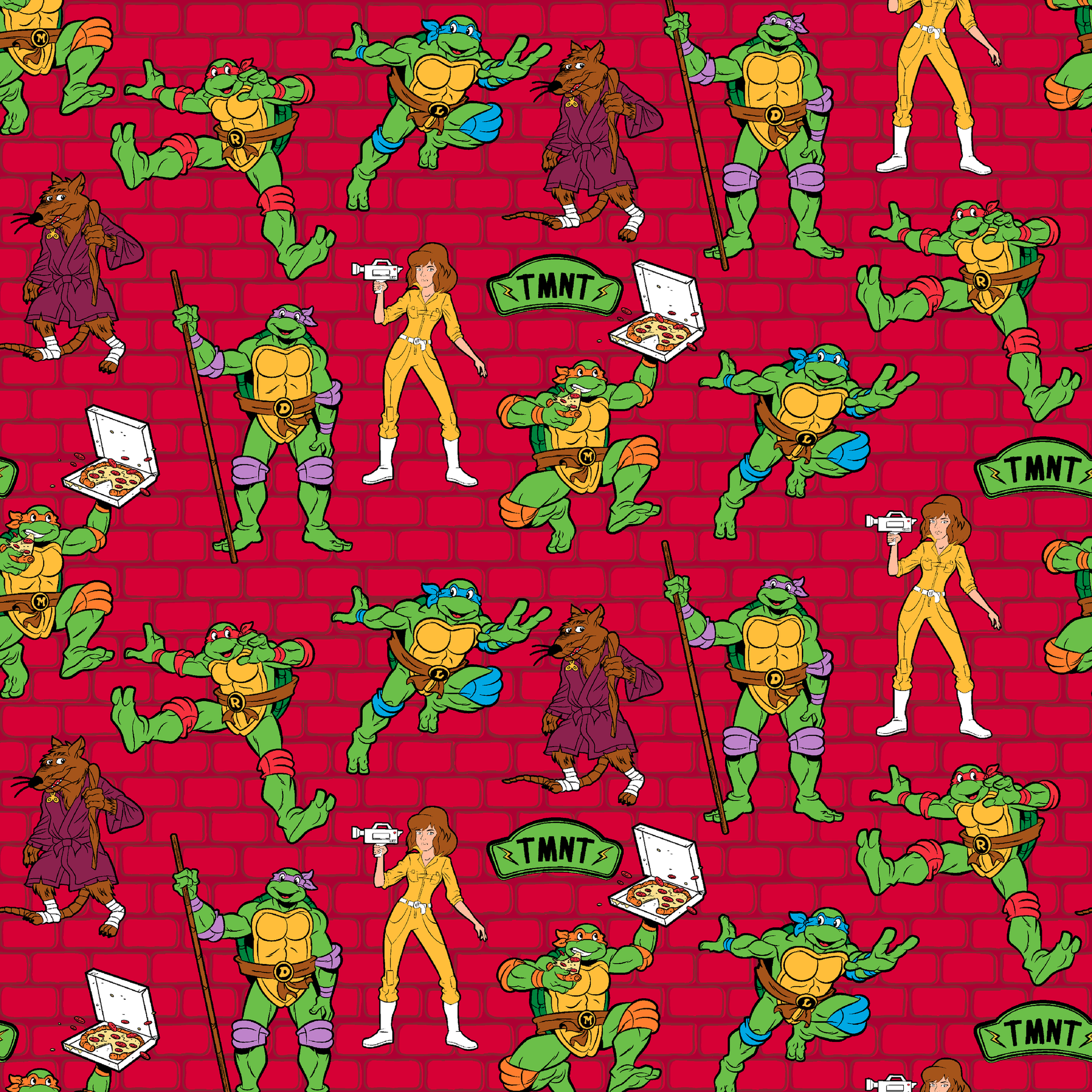 Nickelodeon TMNT Red Bricks and Crime Fighters | Fabric by the Yard