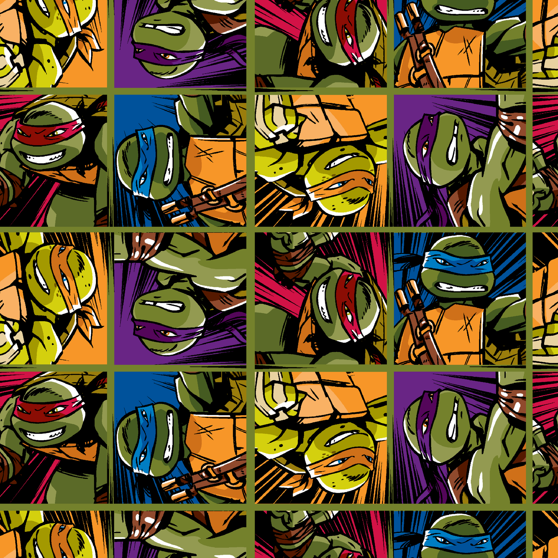 Nickelodeon TMNT Intense Comic Grid | Fabric by the Yard