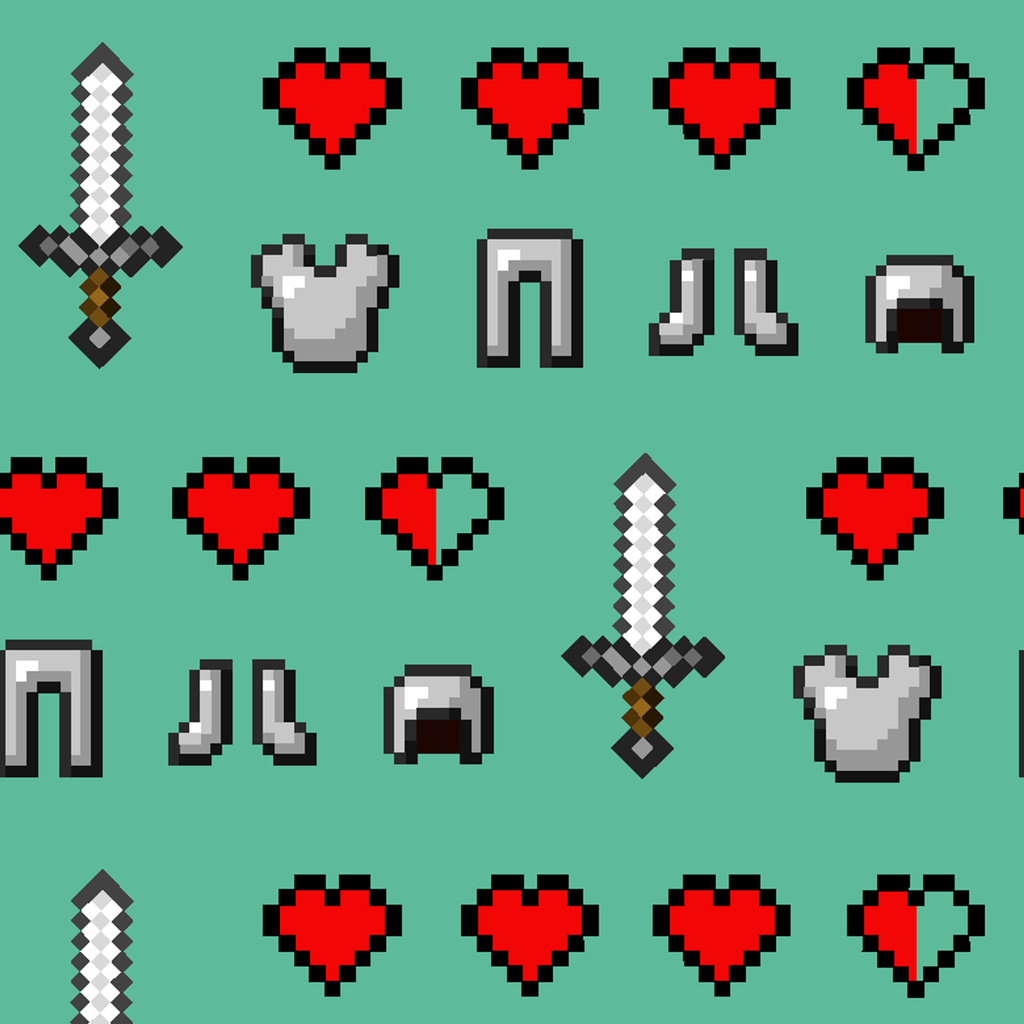 Minecraft Pixel Art Icons on Green