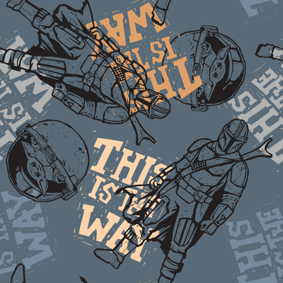 Dark grey illustration with Star Wars characters and yellow text reading "THIS IS THE WAY" in distressed style tiled preview square