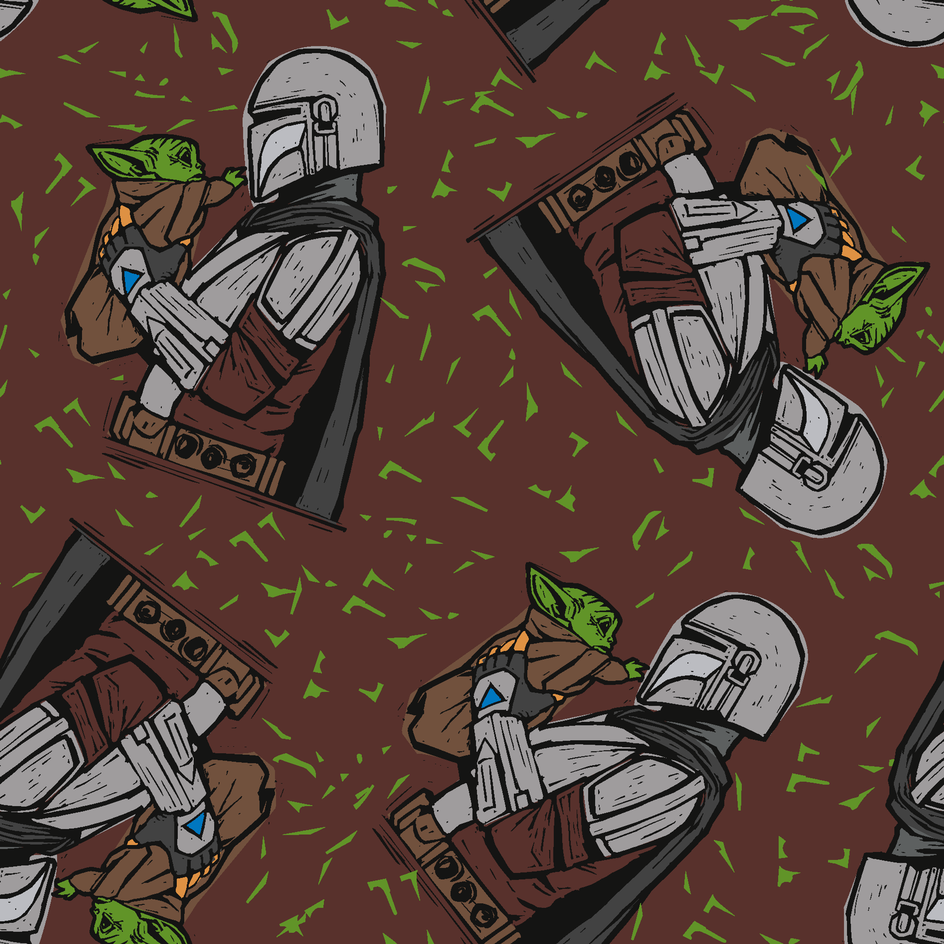 STAR WARS™ The Mandalorian and Grogu Favorite Duo on Red | Fabric
