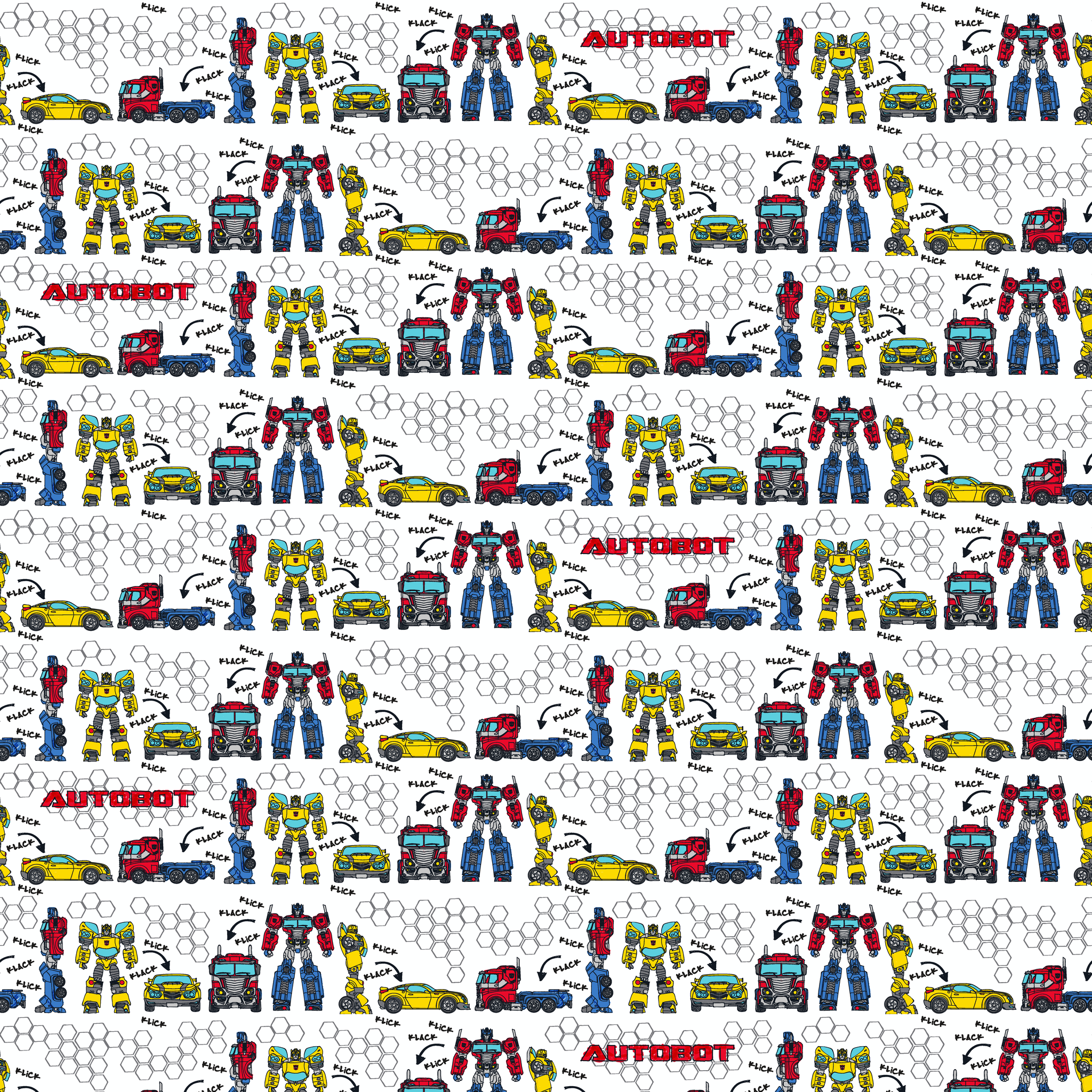 Hasbro Transformers Autobot on White | Fabric by the Yard