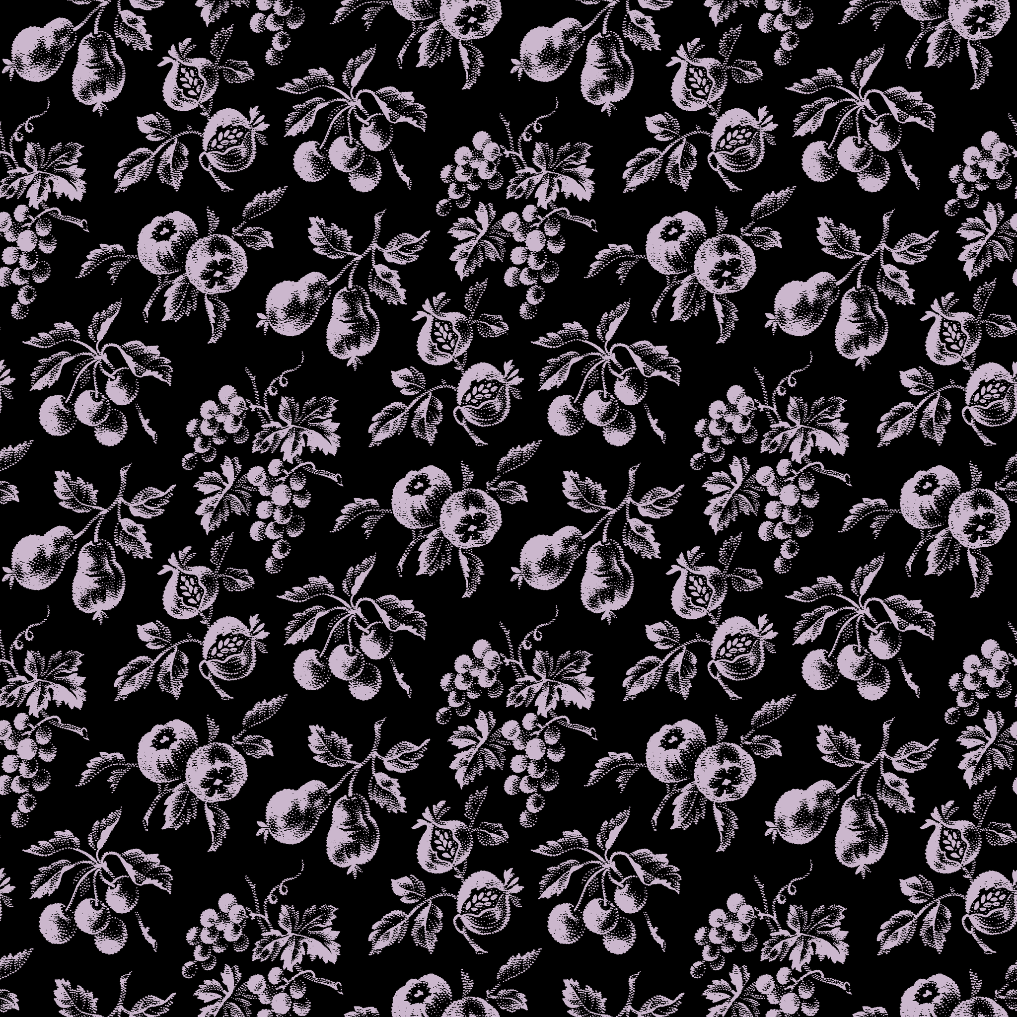 Elegant monochrome floral pattern with delicate white flowers scattered on a black background tiled preview square